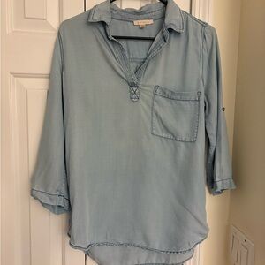 Light Blue Long Sleeve Denim Blouse